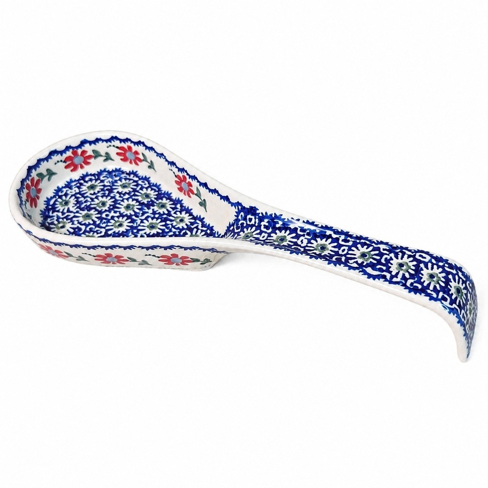Polish Pottery Spoon Rest Manufaktura Boleslawiec Blue Floral Stoneware Poland